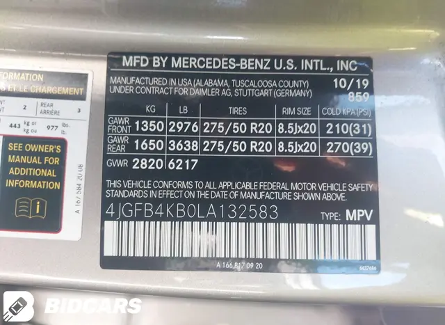 2020 Mercedes-Benz GLE 350, VIN 4JGFB4KB0LA132583 - photo 10